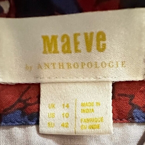 Anthropologie Maeve Annabella Tiered Boho Maxi Dress Puff Sleeve V-Neck Size 10 - Picture 11 of 16